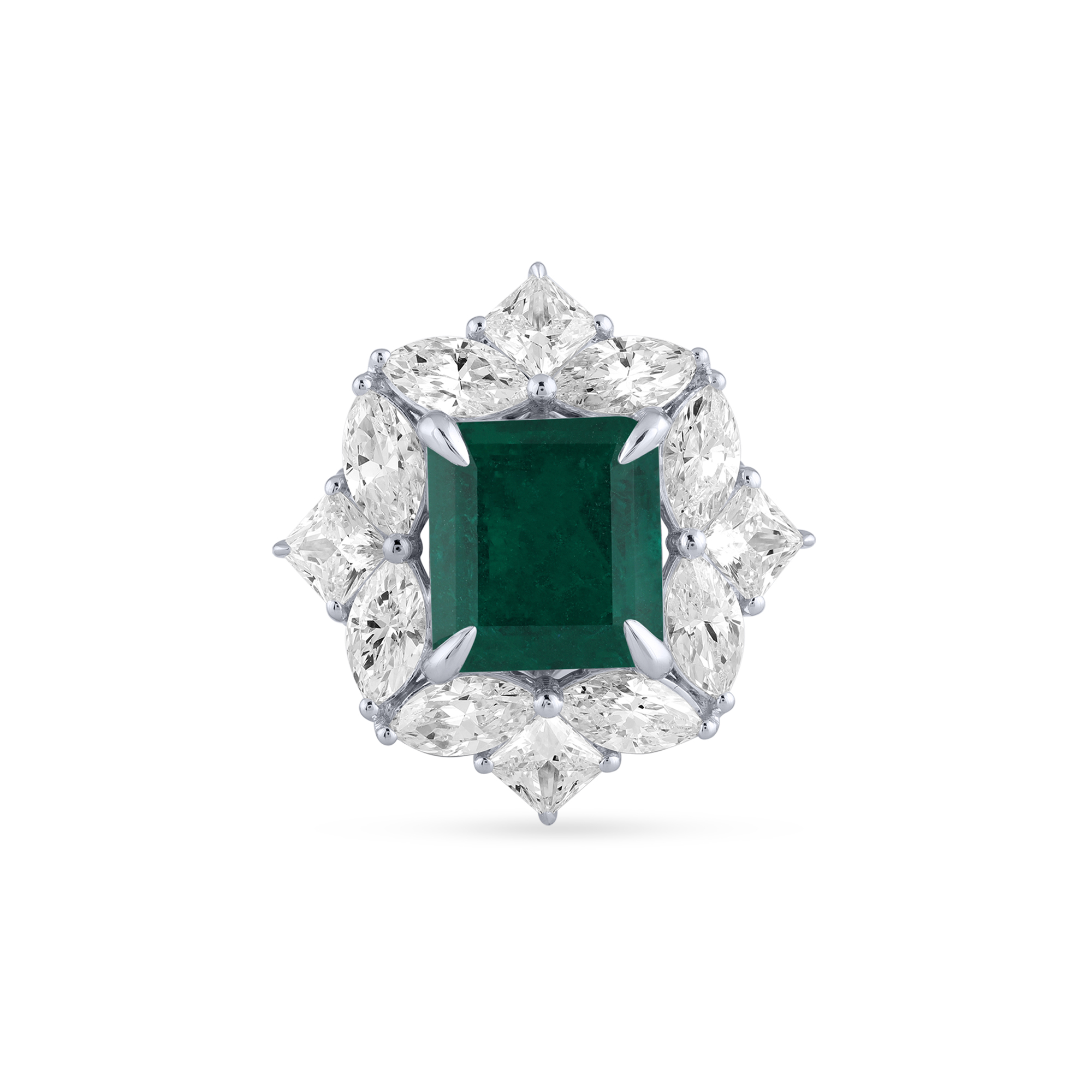 Birks Pure Desire Emerald Octagon Cut Ring with Diamonds in White Gold Maison Birks